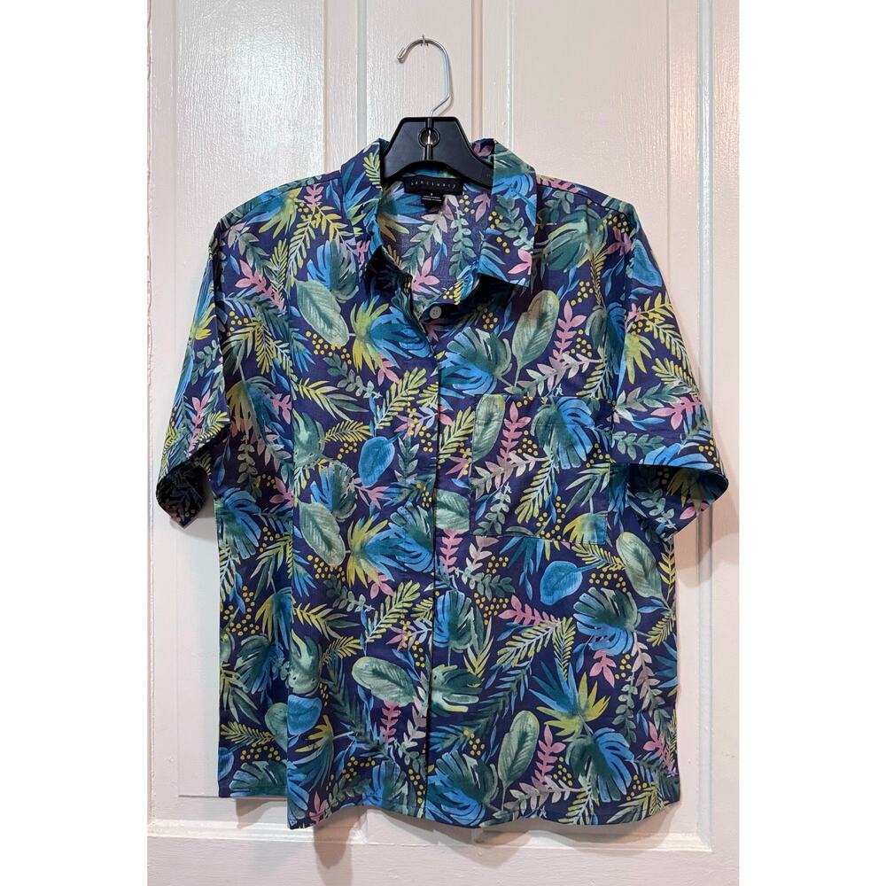 New Sanctuary Resort Tropical Print Button Down Shirt Size S